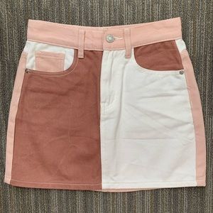 Nasty Gal Pink Colorblock Denim Skirt